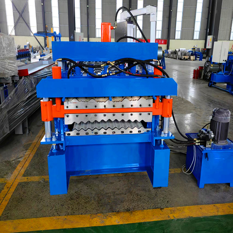 Export double-layer glazed tile machine 925 incoming plate color steel pressing tile machine reinforcing rib antique tile machine