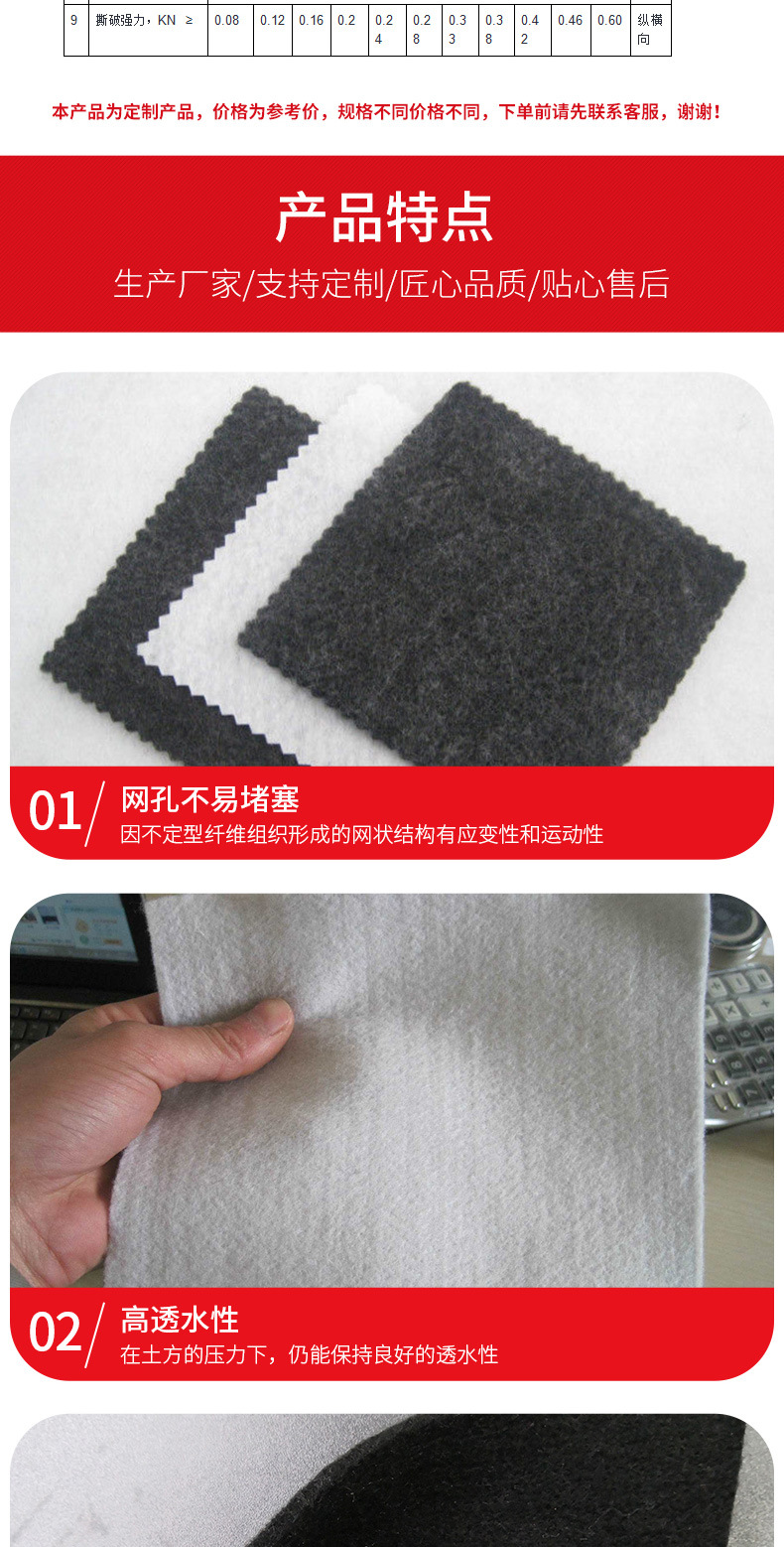 River lining protection 250g300g350g Geotextile cushion water conservancy standard 15kn national standard non-woven fabric