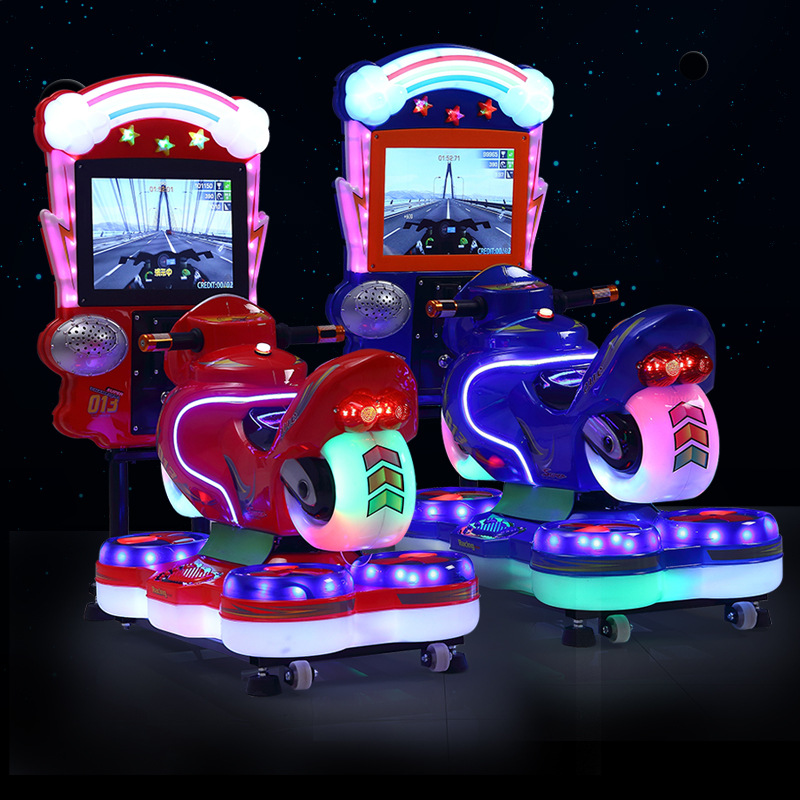 New Children's Coin 3D Video Rocker Car Launched in Supermarket, Fast Motorcycle Racing Car, Children's Swing Machine