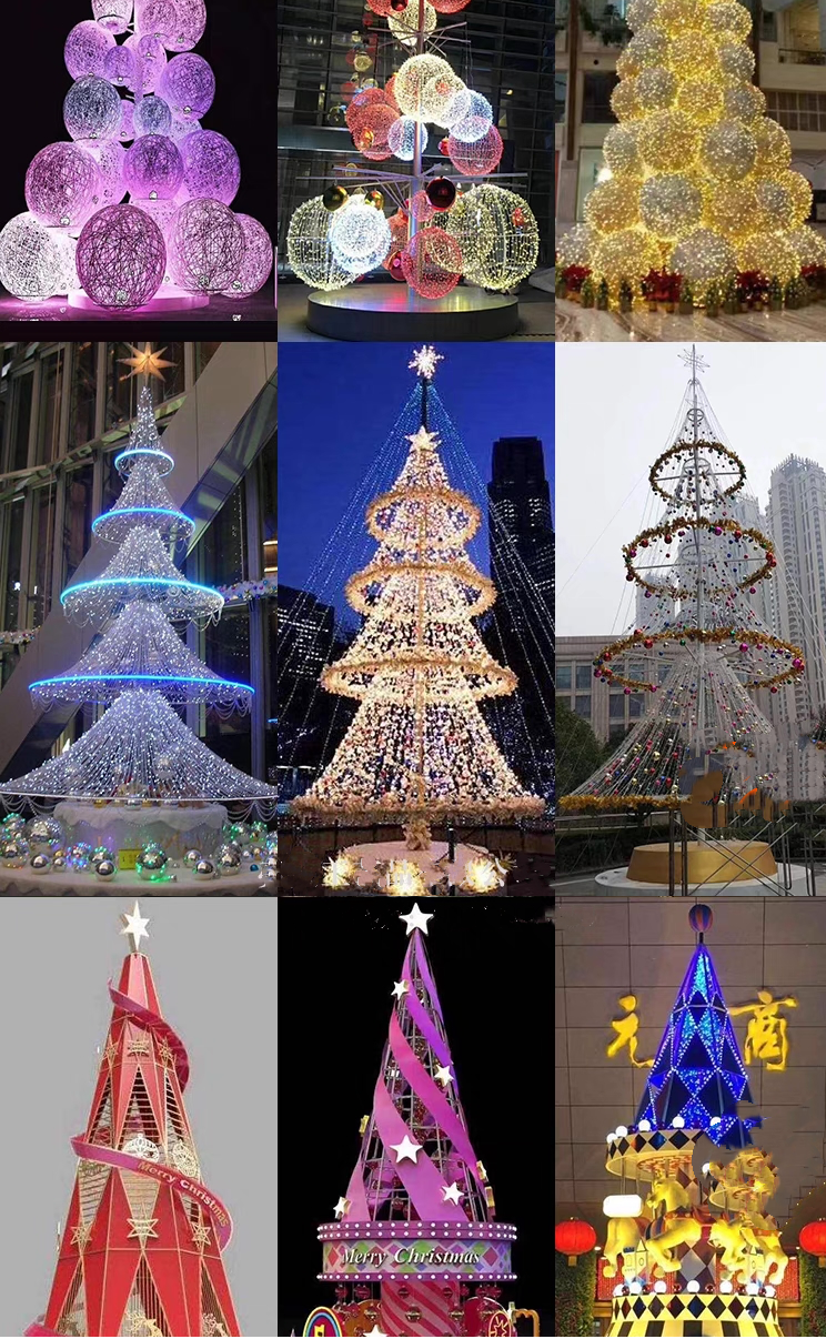 Large frame Christmas tree shopping mall, square display window, beautiful display, outdoor Christmas metal art, and customized design of luminescent trees