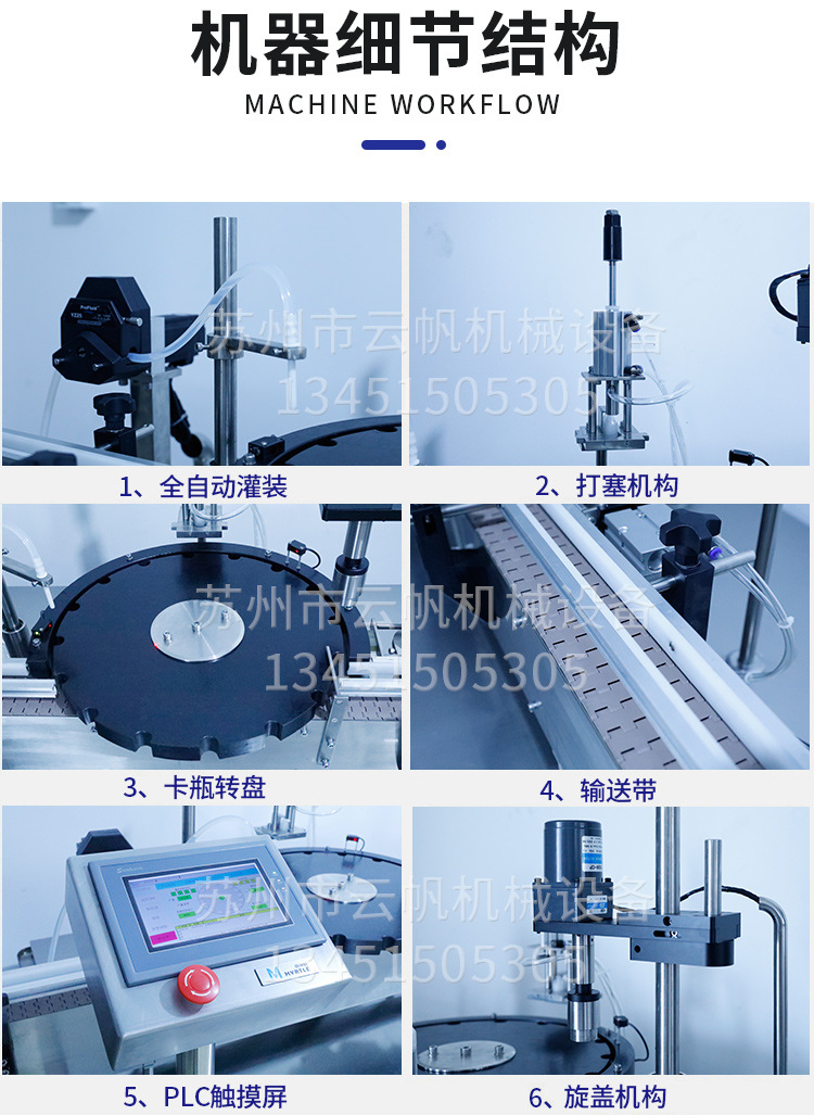 Perfume Eye drop production line liquid quantitative full-automatic rotary disk filling capping machine