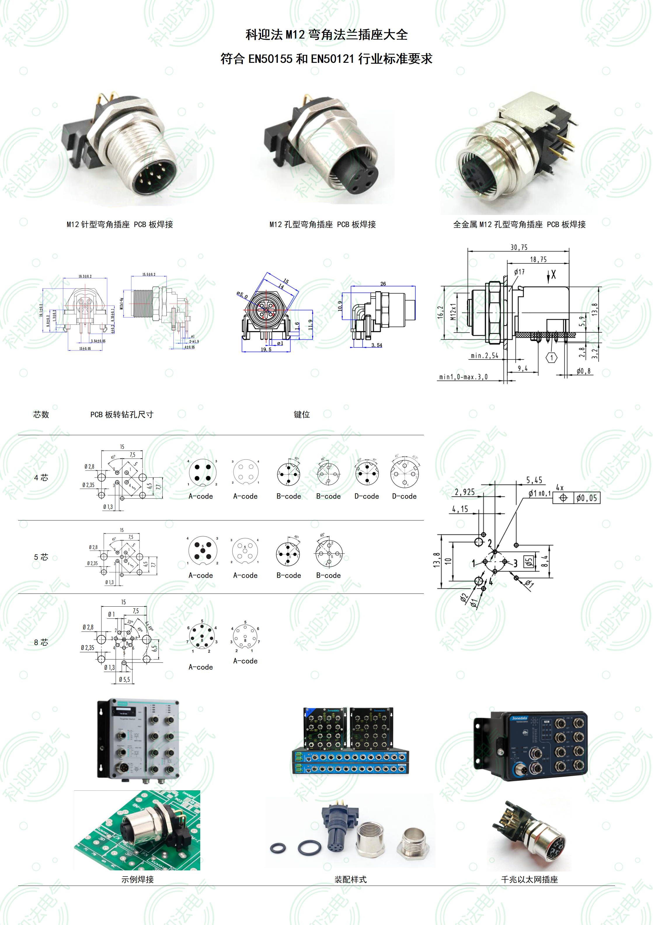 PWM solar controller signal acquisition power supply circular waterproof M12 aviation socket