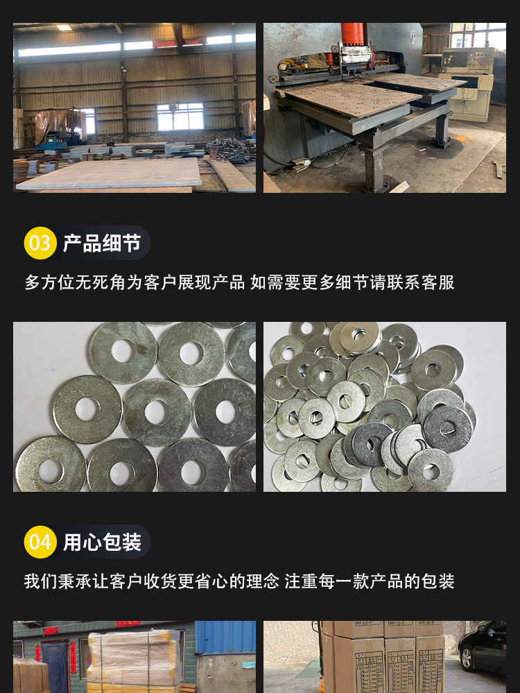 Jiuheng M8 wear-resistant industrial oversized gasket, national standard carbon steel large edge flat washer