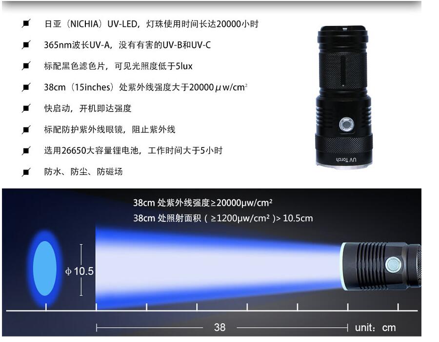 Selection of Industrial UV Flaw Detection Lamp: Vanguard Factory VM70 Model Fluorescent Magnetic Particle Penetrant Testing