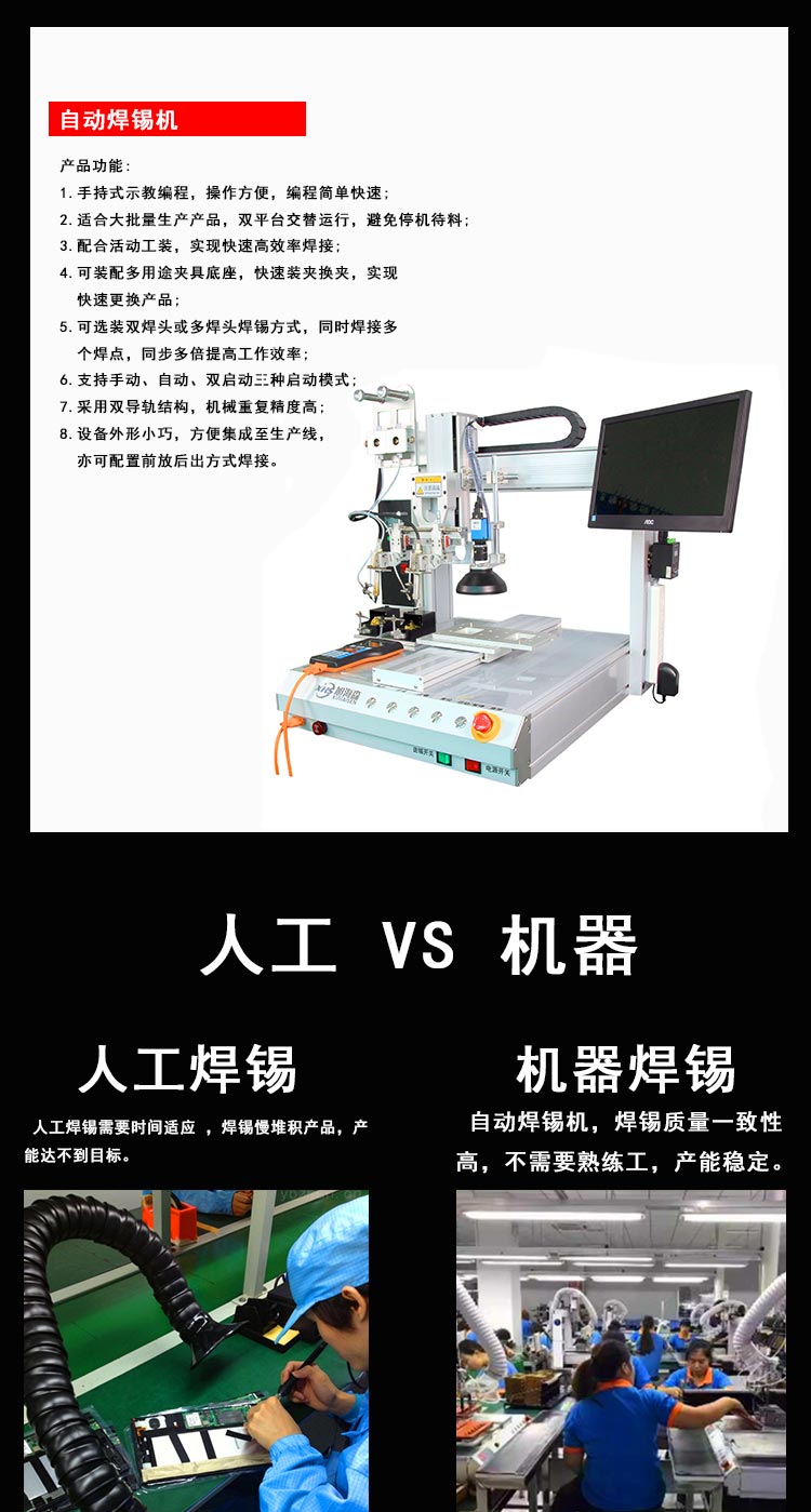 Dual welding head, three axis, and single platform automatic soldering machine with visual positioning and visual detection multifunctional soldering robot