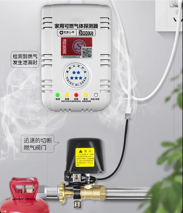 Household combustible gas detector, gas alarm, intelligent detection, automatic valve closing