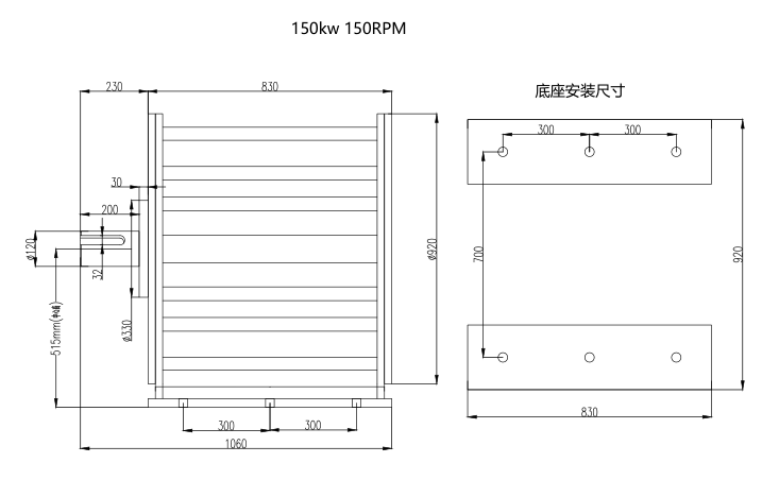 150kw, 150rpm, maintenance free, silent three-phase AC synchronous direct drive wind turbine, permanent magnet generator, grid connected