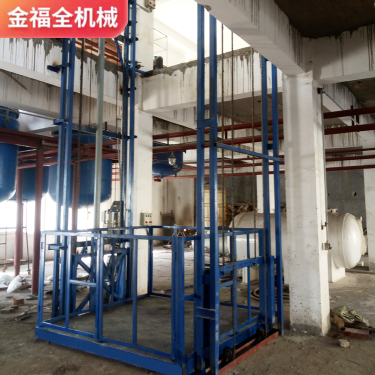 Lifting cargo elevator warehouse small cargo guide rail elevator hydraulic lifting platform Jinfuquan