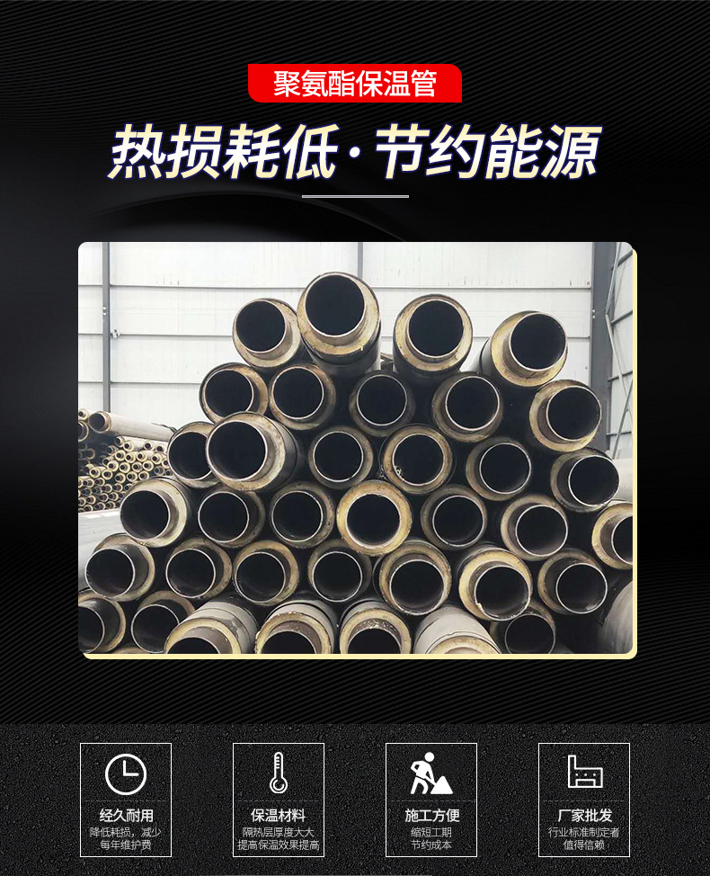 Mingjie pipeline polyurethane foam insulation directly buried pipe customized pipe foam rock wool Glass wool anti-corrosion coating