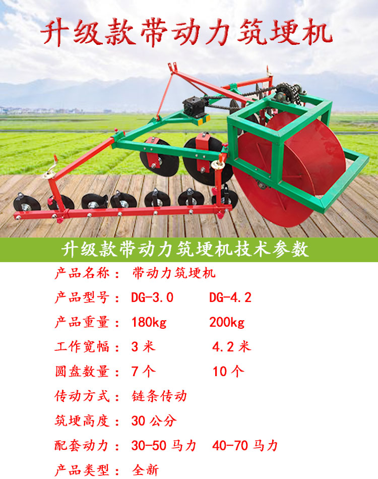 Ridge breaking machine, power building machine, disc ridge lifting machine, farmland wheat field back breaking machine, ridge lifting machine, ridge repairing machine, back supporting machine