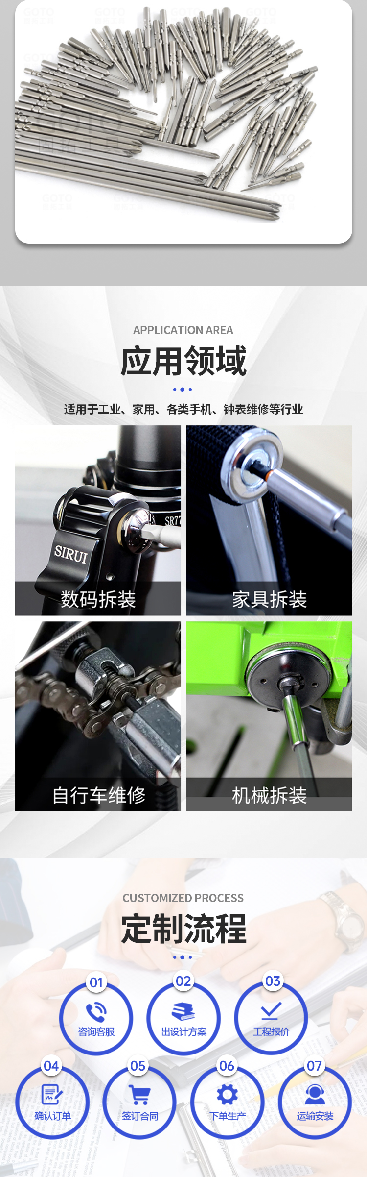 Gu Tuo Electric screwdriver head clamp handle S2 steel screwdriver head cross screwdriver head screwdriver tip metric plum blossom hexagonal support customization