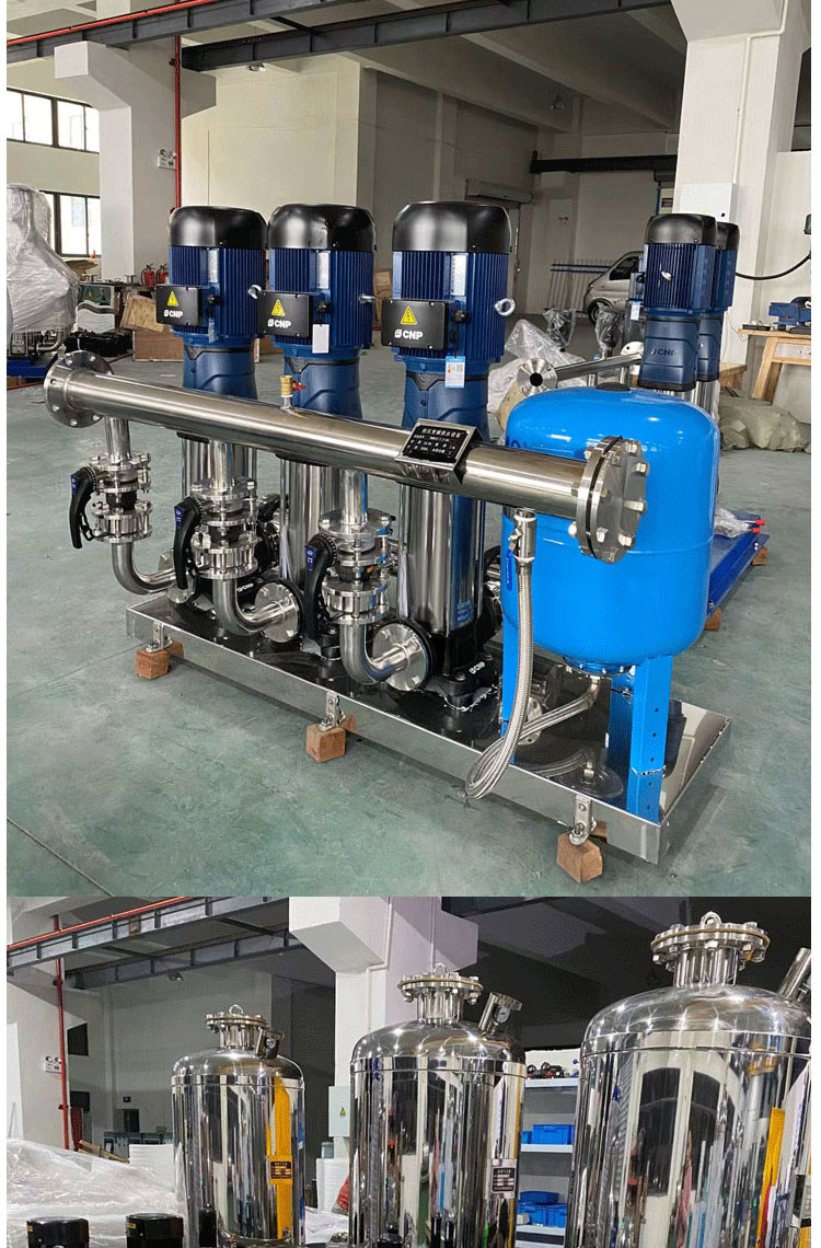 Variable frequency constant pressure non negative pressure water supply equipment secondary increase pressure stainless steel pipeline multi-stage pump steady flow tank control cabinet