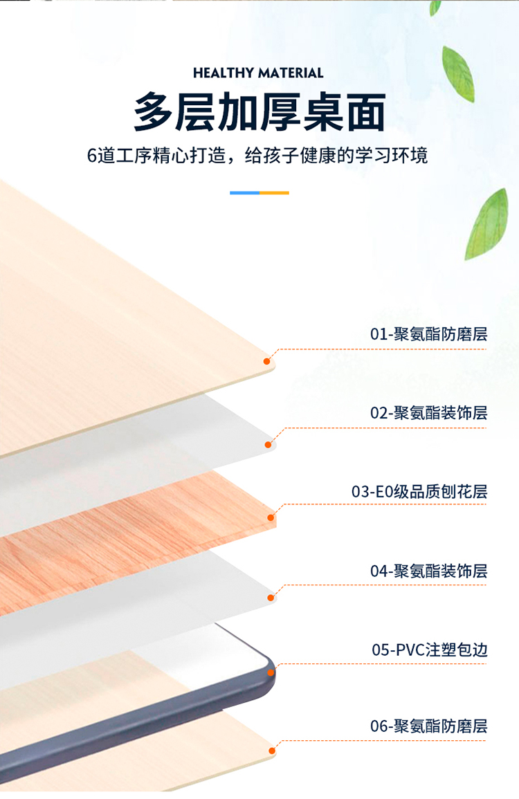 Two person high school students' desks and chairs Thickened classroom tables Training class Cram school tutorial class Children's learning desk