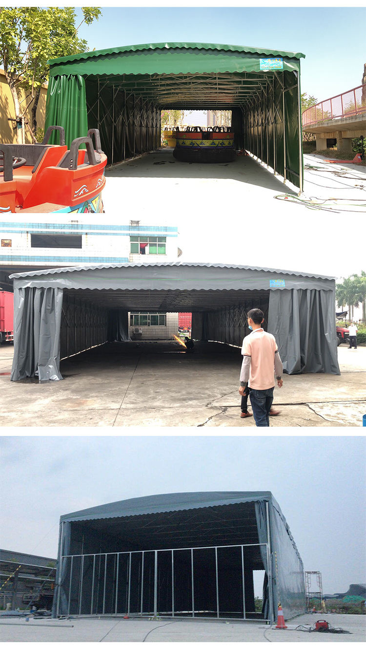 Large sliding and moving canopy, folding and telescopic sunshade, large stall shed, epidemic prevention shed, warehouse tent