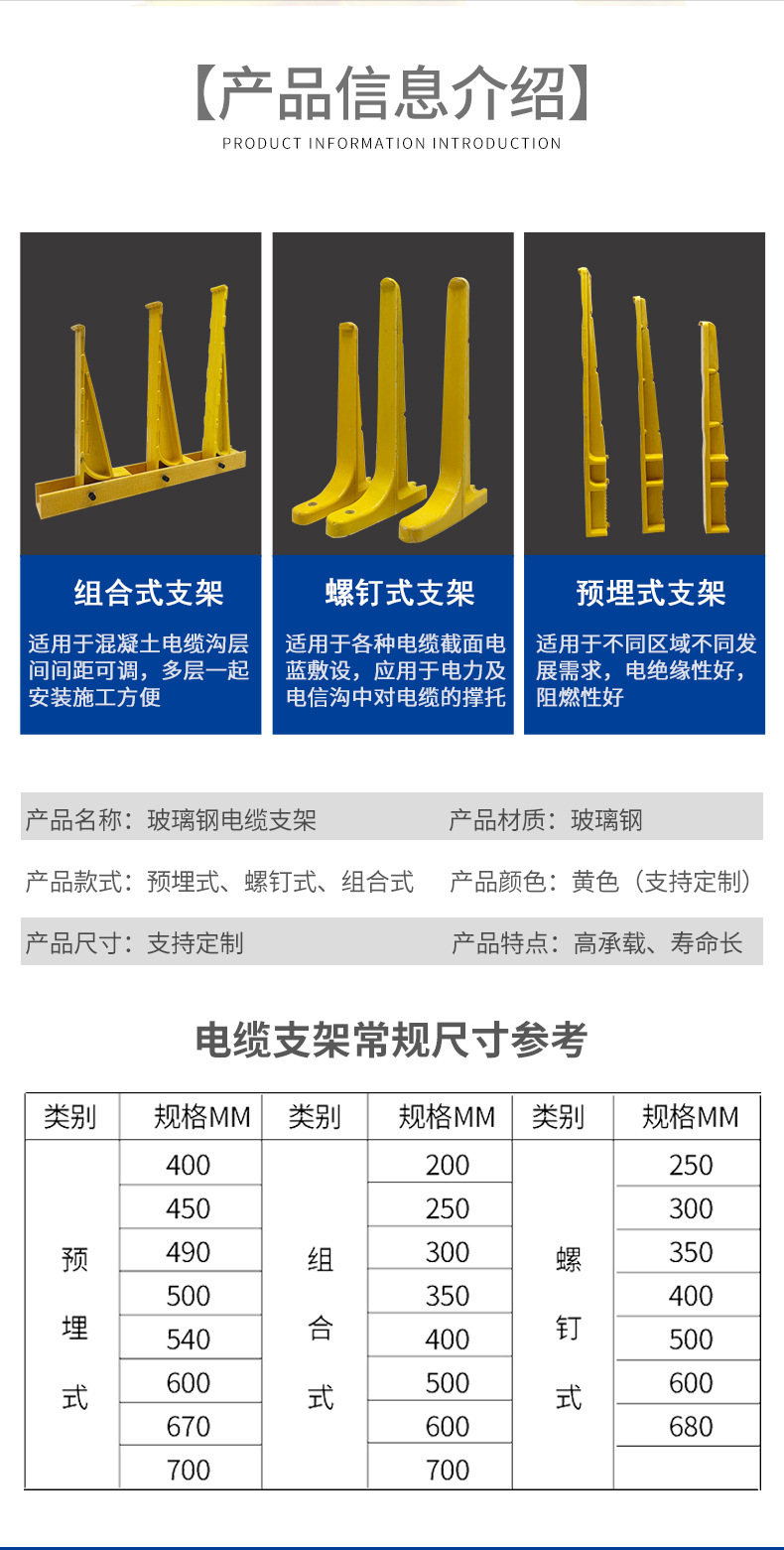 Kehang provides pre embedded cable support with 500mm fiberglass support arm for pipeline line screw type support