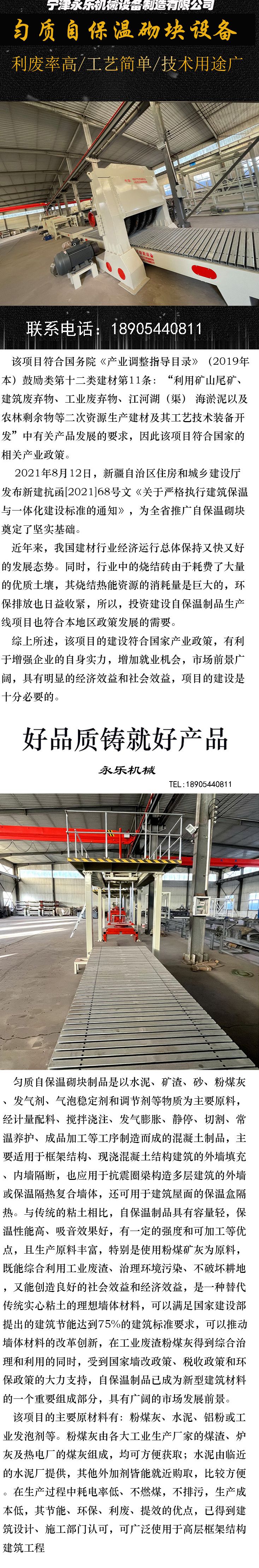 Complete customization of equipment for Yongle Machinery's homogeneous self insulation block production line