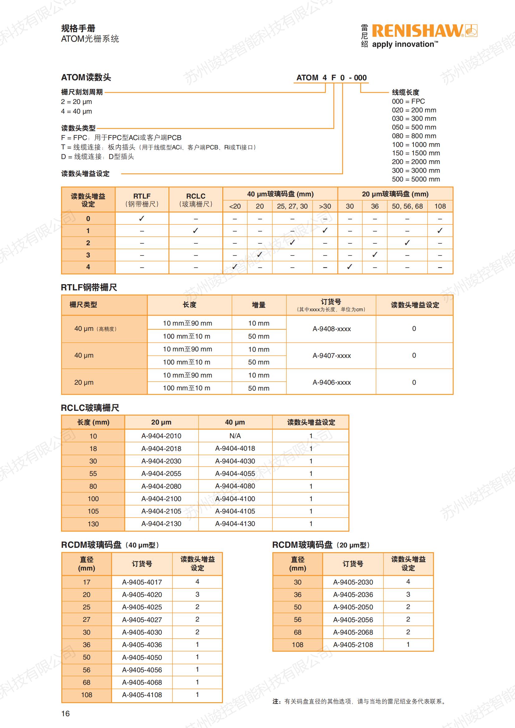 Renishao grating micrometer level ATOM reading head equipped with RCLC glass grating ruler laser scanner linear motor