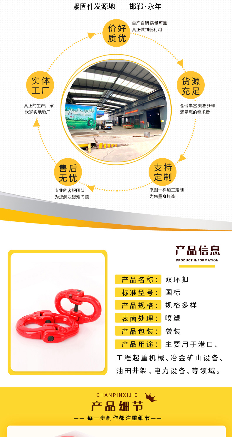 European style double ring buckle rotary link lifting butterfly buckle supplied by Yuanlong