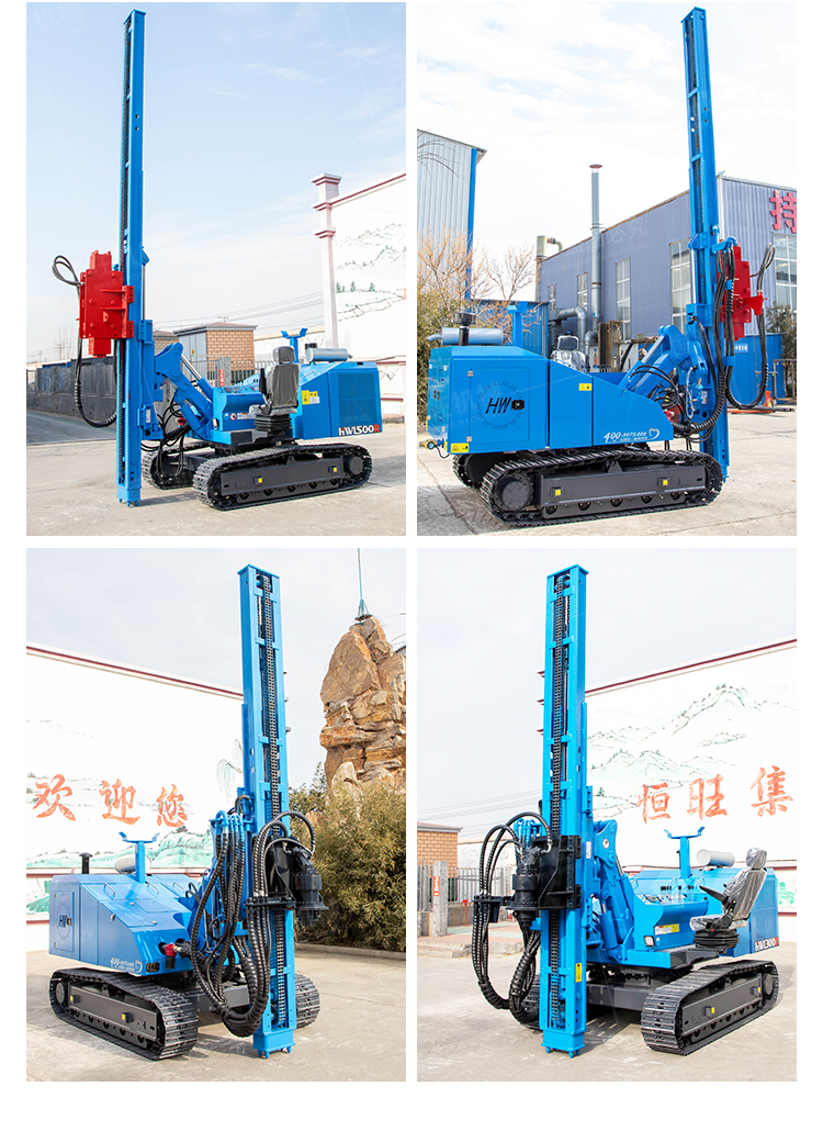 Multifunctional pile driver, tracked photovoltaic pile driver, 360 degree rotary spiral drilling machine