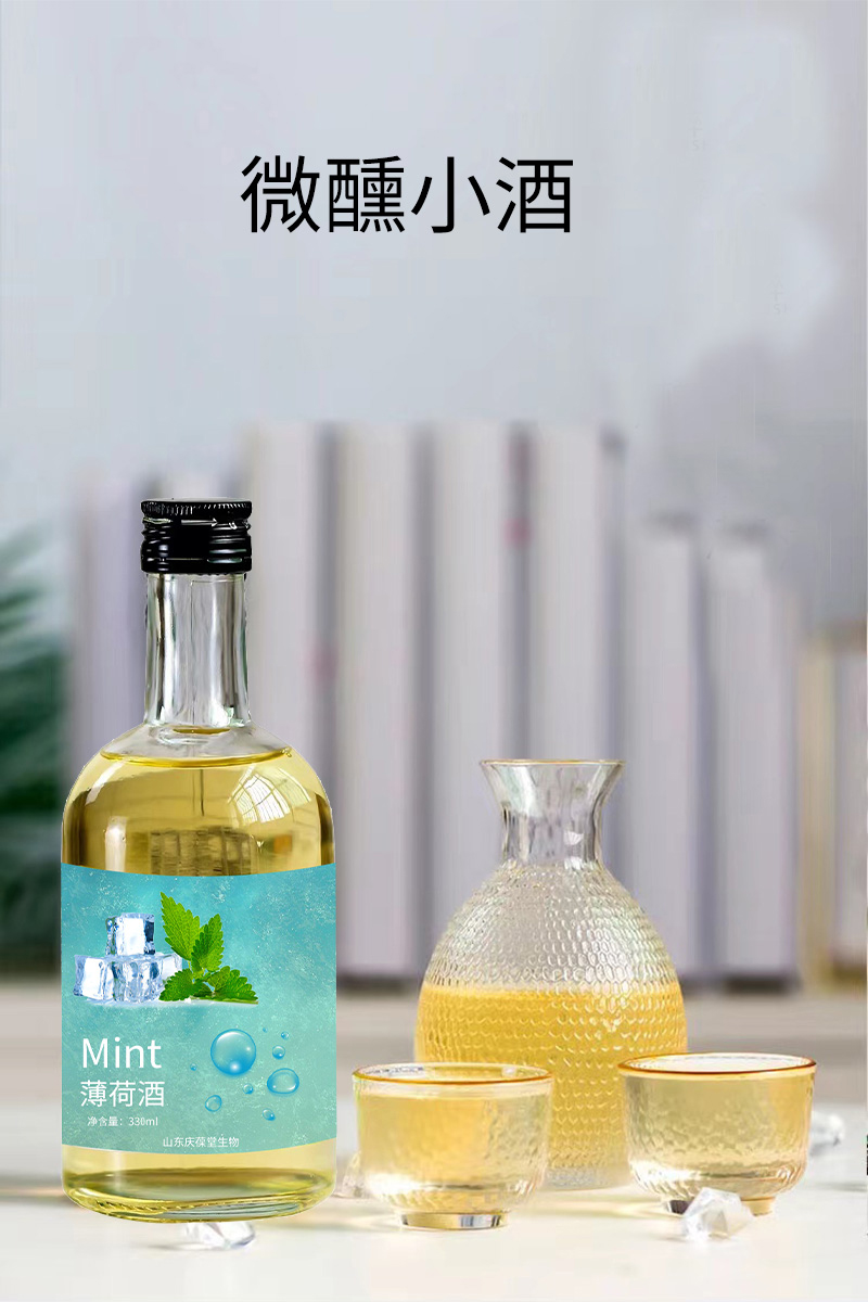 Customized Mint Wine 300-750ml Bottled Fruit Wine OEM OEM OEM OEM OEM Processing for Various Flavors, Low Alcohol, Slight Drink, and Refreshing