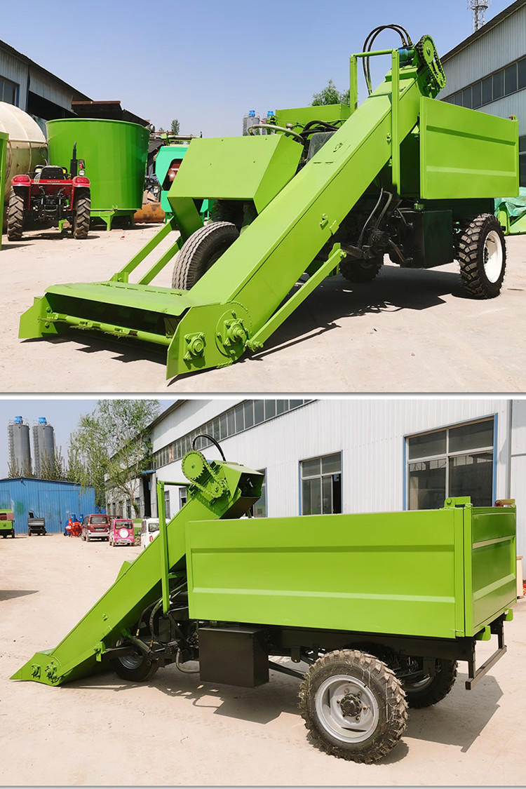 Cattle manure water cleaning and sweeping vehicle for cattle manure in the breeding farm. A 25 horsepower three wheeled manure transport vehicle is used to shovel cow manure