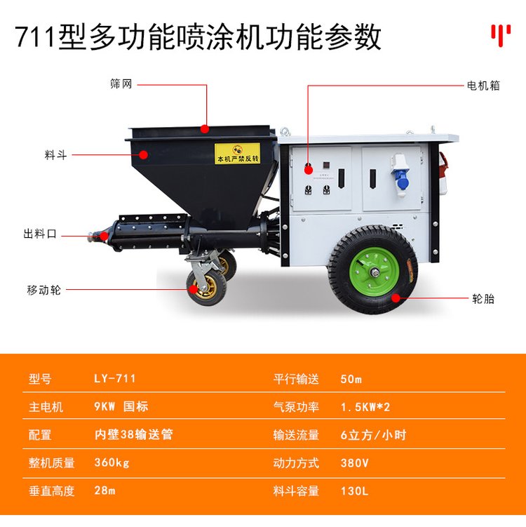 65 type mortar spraying machine for wall decoration, roughening and spraying machine, Moyang Machinery