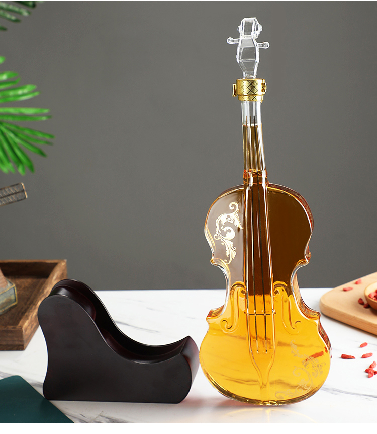 Violin shaped Decanter thickened high borosilicate glass hollow glass bottle with beautiful appearance