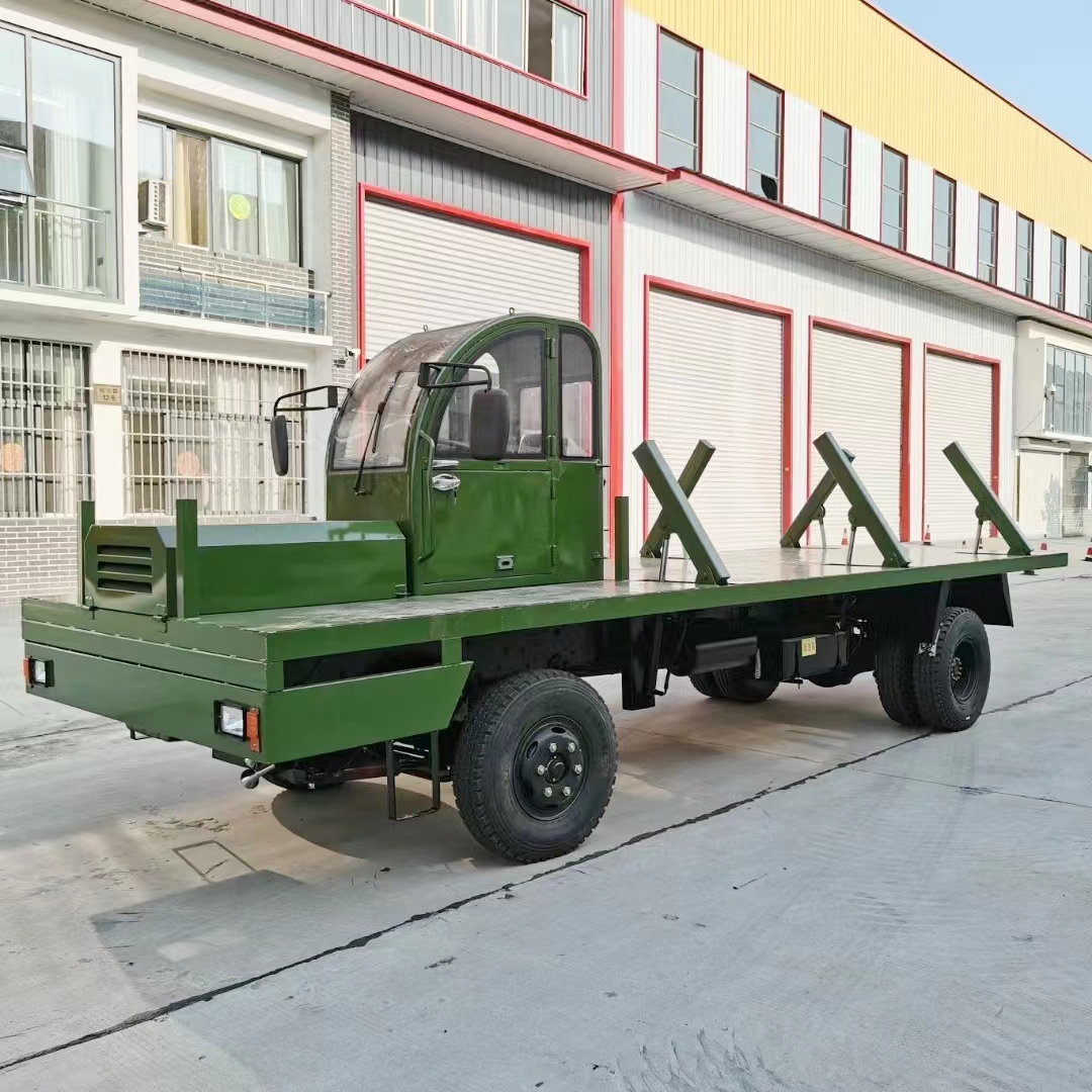 Customized steel transport vehicle, lengthened Flatbed trolley, pulling steel, wood, bamboo, four different sides, rollover tractor