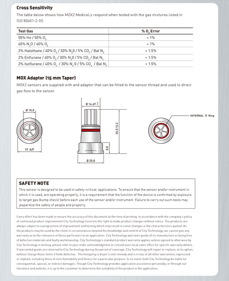 Mindray A5 Anesthesia Machine Respirator Oxygen Concentration Sensor Accessories Consumables MOX2MOX-2 Oxygen Battery