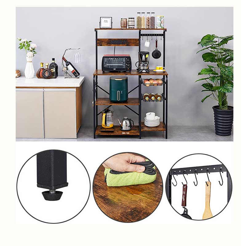 Cross border Amazon kitchen storage rack, floor to floor microwave oven, multifunctional storage rack, layered shelf