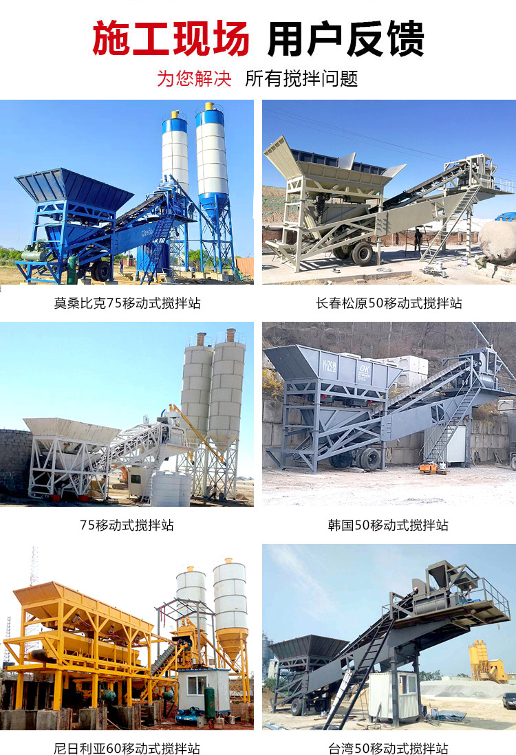 Environmental friendly mobile mixing plant construction new machinery 35 cubic meters of cement concrete mixing equipment types