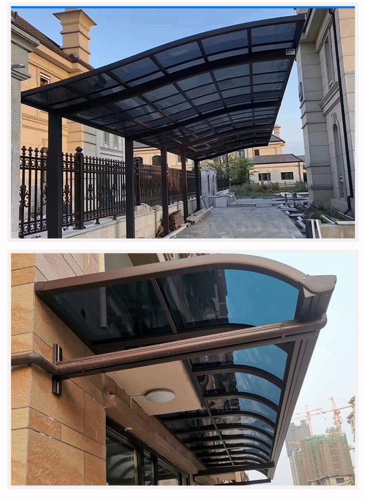 Hongyun aluminum alloy canopy, balcony, sunshade, villa, endurance board, sunshade, outdoor eaves, door, and rain canopy