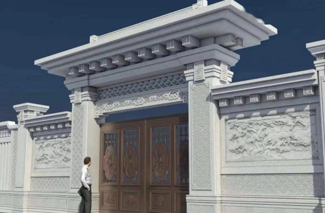 Customized installation of gold hemp lychee surface stone decoration for villa exterior walls by Yizhong Stone Industry