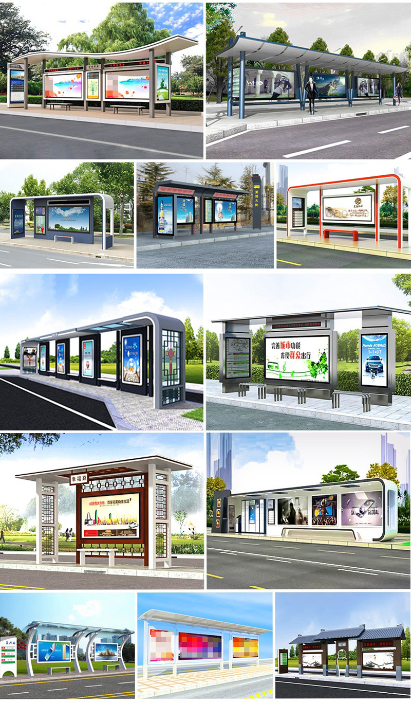 Customized Town Bus Shelter Intelligent Bus Platform Stainless Steel Station Sign Source Manufacturer