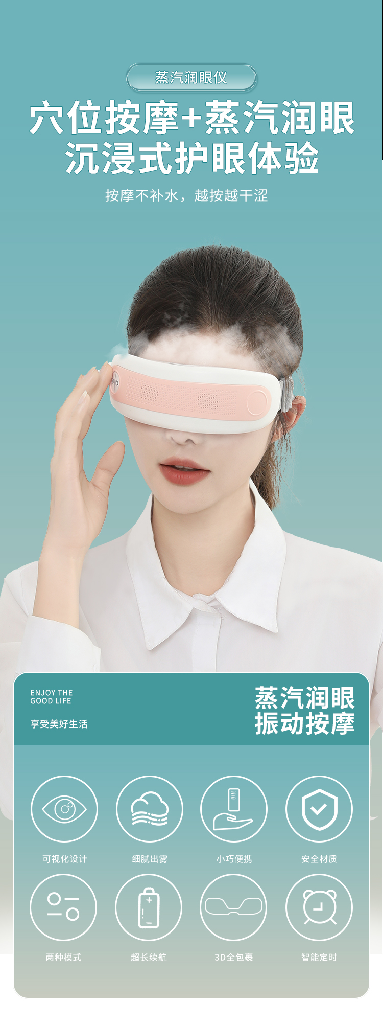 Eye moistening device, intelligent eye protection device, steam cold and hot compress eye mask hydration device, steam cold compress function, fluoroscopy charging timing