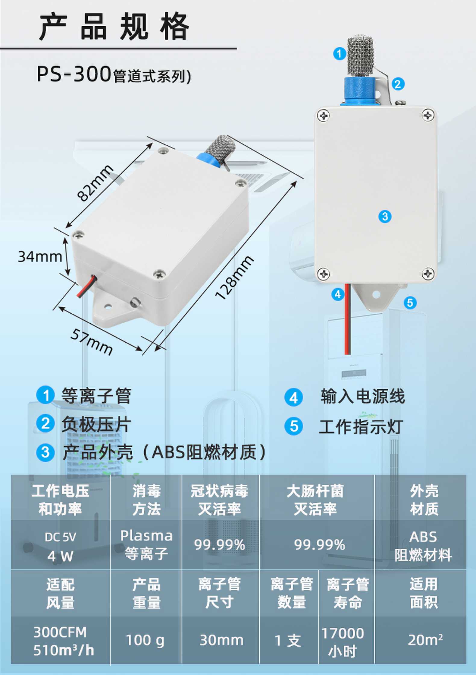 Plasma Generator Sterilization and Disinfection Air Purification Device Split Air Conditioning Embedded Disinfection and Sterilization Module