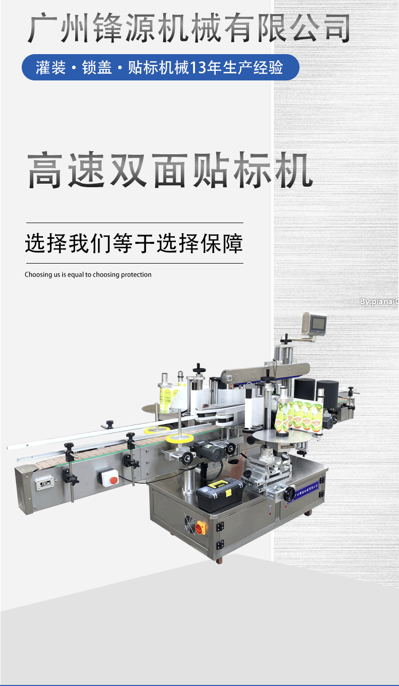 Manufacturer's stock vertical automatic double-sided labeling machine for washing detergent shampoo plastic flat bottles with double-sided labeling