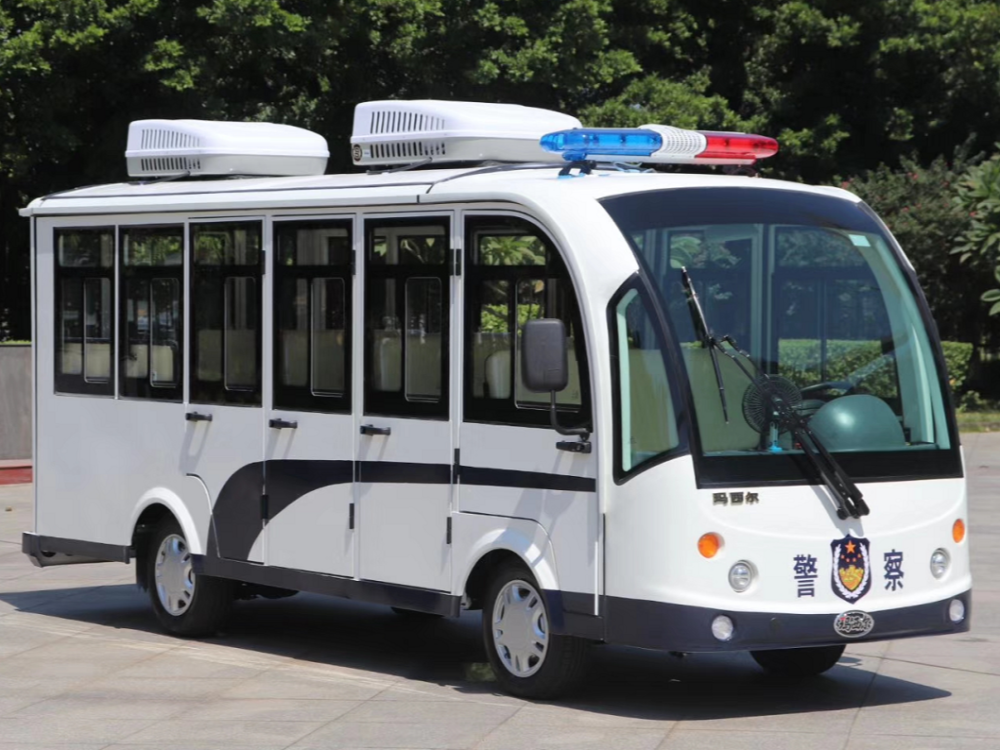 14 seat electric sightseeing car patrol car, 14 seat electric patrol car with closed doors and dual air conditioning