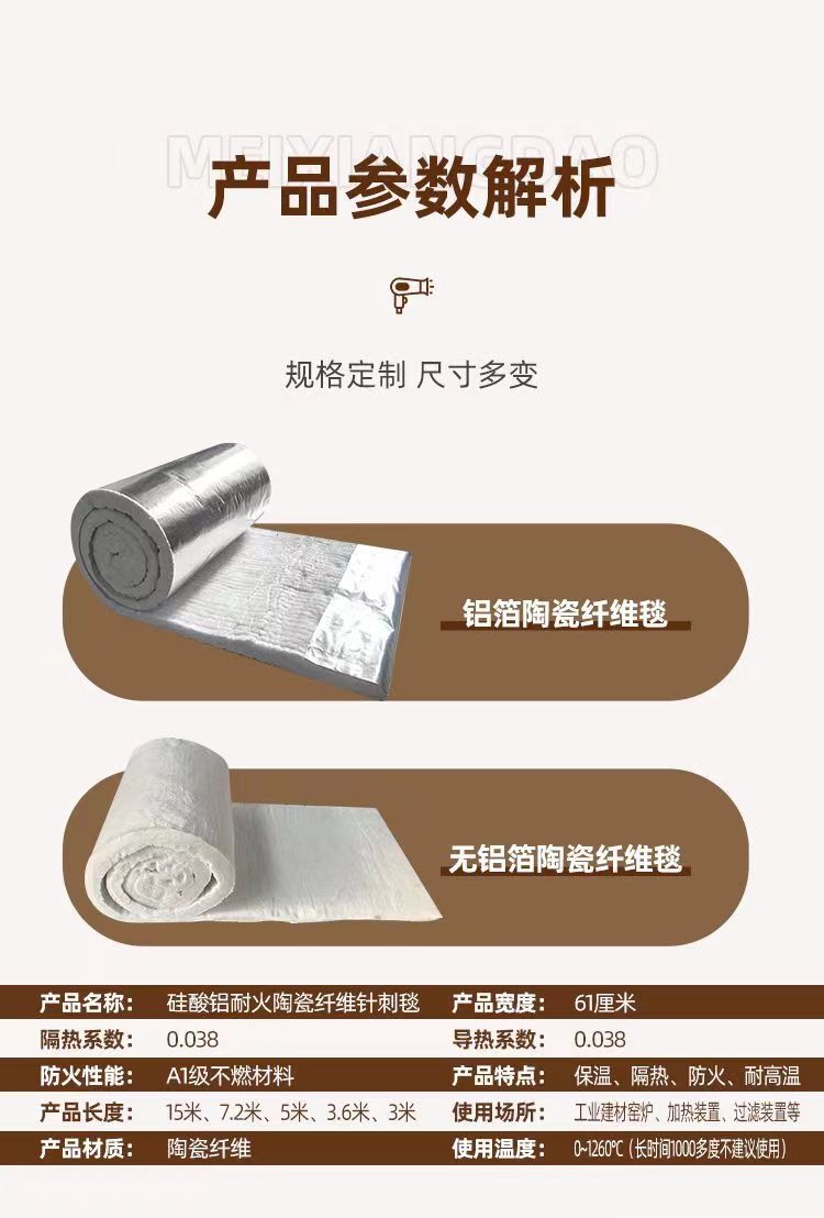 Weimanda smoke exhaust flexible fireproof roll material, aluminum silicate fireproof package can be customized