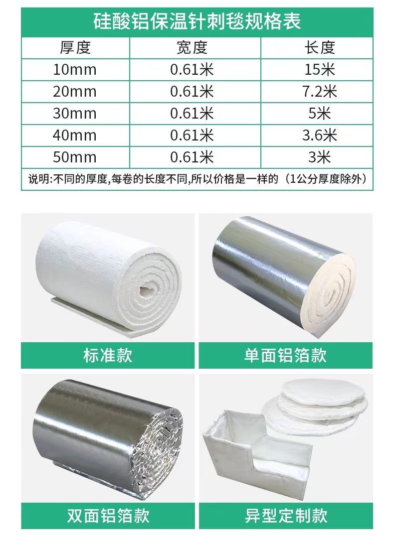 Aluminium silicate needled blanket Ceramic fiber insulation blanket High temperature resistant insulation cotton