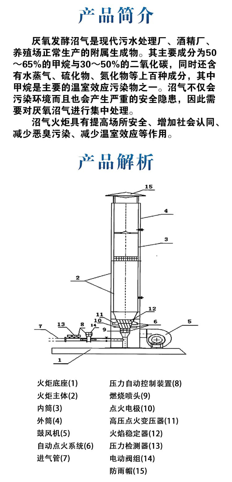 Torch ignition flame device, garbage dump vent ignition device, biogas purification project, Qiyuan