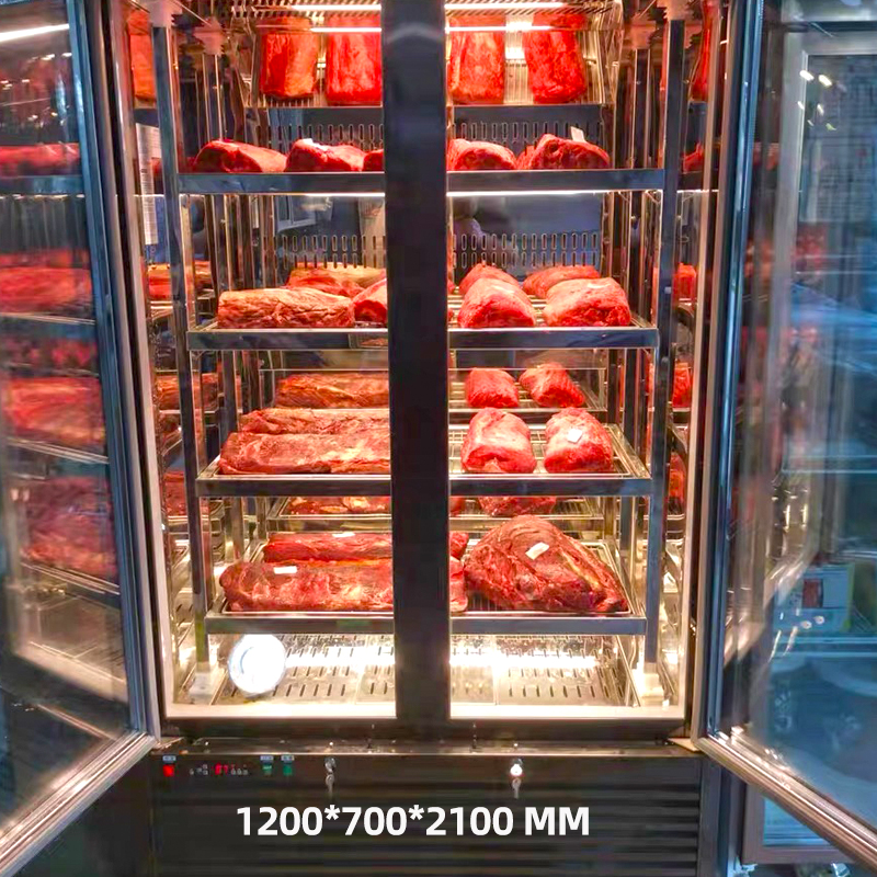 Cavodas Double Door Beef Cooked Refrigerator Dry Wet Acid Drain Refrigeration Display Cabinet