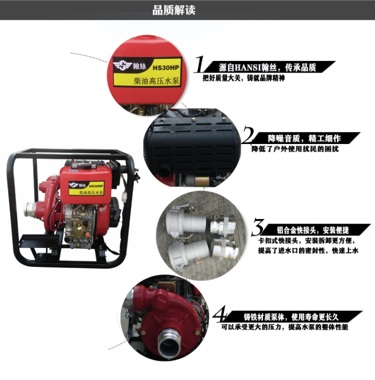 Electric start 4-inch diesel fire water pump HS40HP