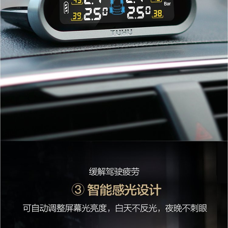 Tuhu Tiejun Car Tire Wireless Sensor Built-in External Solar Tire Detection Tire Pressure Monitor