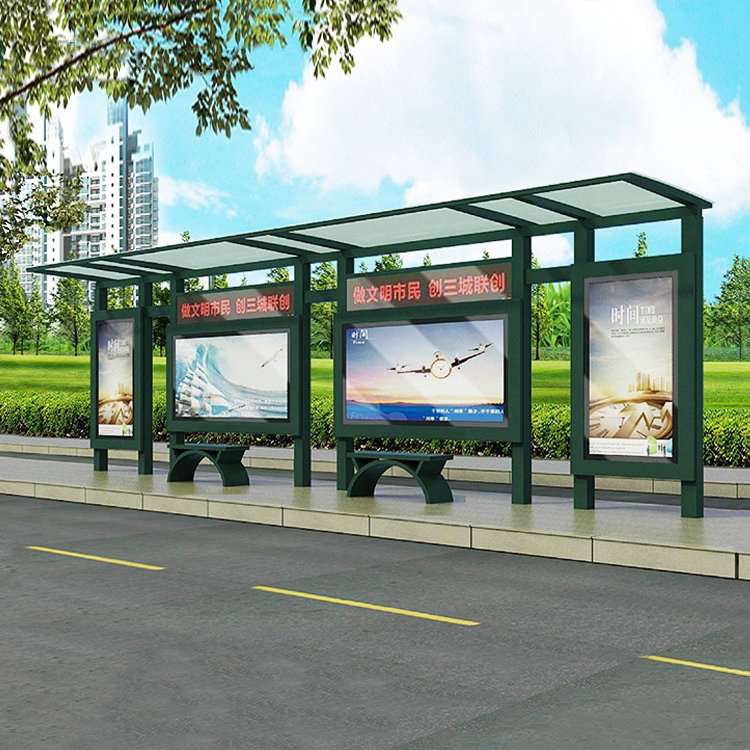 Customized and sold bus stop shelters with multiple materials, diverse styles, and innovative designs