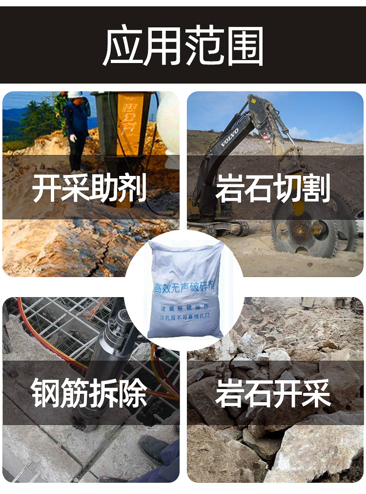 Efficient silent crushing agent, strong static expansion agent for cement concrete, rock and stone explosion expansion agent