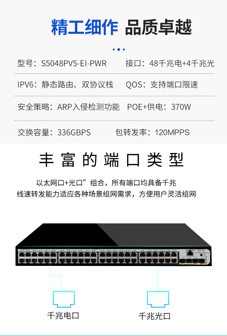 Xinhua San S5048PV5-EI-PWR two-layer WEB network management enterprise level network switch POE power supply 370W