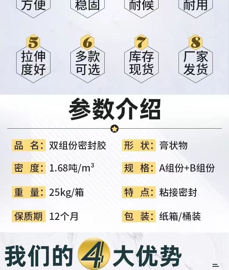 AB two-component polysulfide sealant for building waterproofing and sealing, used for caulking of subway tunnel road surface