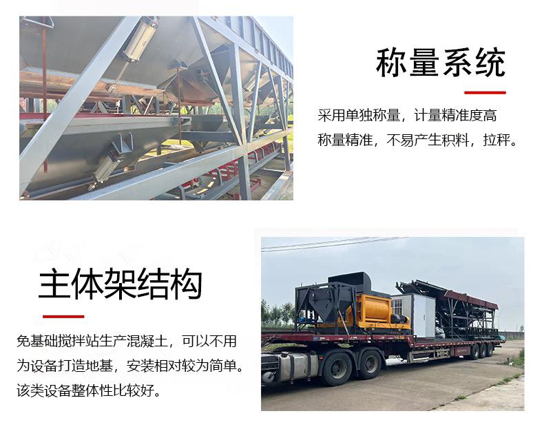 YM type foundation free concrete mixing plant JS forced dual horizontal shaft main machine site specific mixing equipment