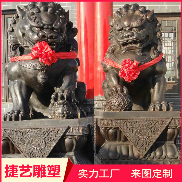 European style copper lion large cast copper outdoor crouching style copper carving HSBC lion customized Jieyi